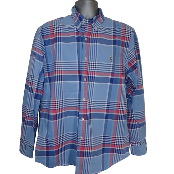 Ralph Lauren Other - Ralph Lauren Classic Fit Plaid Button Down Shirt Men Size L Blue Pink